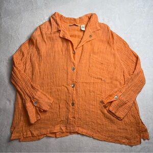 French Laundry 100% Linen Burnt Orange Oversized Blouse Women’s Size 3X